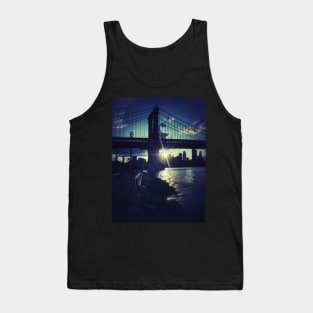 Manhattan Bridge Skyline Sun Brooklyn New York City Tank Top